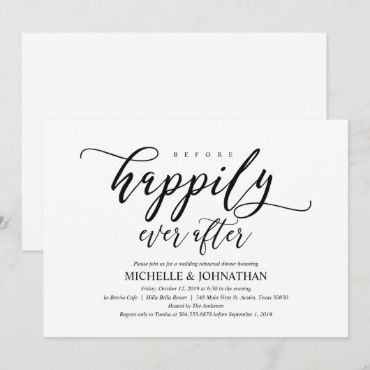 Elegante rustieke bruiloft repetitie diner nodigt  kaart (Voorkant / Achterkant)