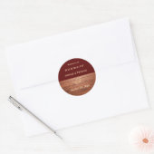 Elegante rustieke bruiloft ronde sticker (Envelop)