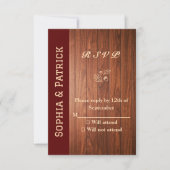 Elegante rustieke bruiloft RSVP kaartje (Voorkant)