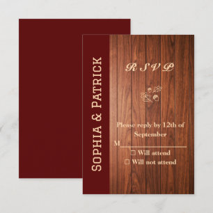 Elegante rustieke bruiloft RSVP kaartje