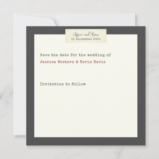 Elegante rustieke bruiloft Save the Date (Achterkant)