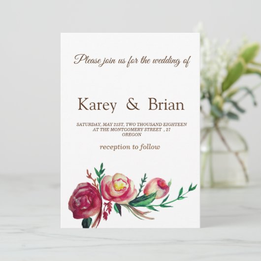 Elegante rustieke bruiloft uitnodiging Kaart (Staand voorkant)