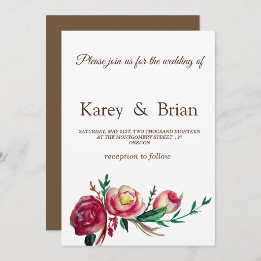 Elegante rustieke bruiloft uitnodiging Kaart (Voorkant / Achterkant)