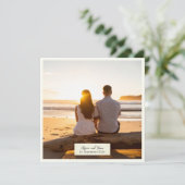 Elegante rustieke bruiloft uitnodiging met foto (Staand voorkant)