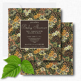 Elegante Rustieke Bruine Botanische Bloemige Baby Kaart