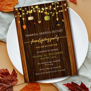 Elegante rustieke bruine schuur hout friendsgiving kaart