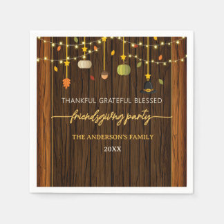 Elegante rustieke bruine schuur hout friendsgiving servet