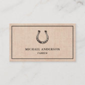 Elegante rustieke Burlap Hoefijzer Farrier Visitekaartje (Voorkant)