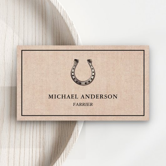 Elegante rustieke Burlap Hoefijzer Farrier Visitekaartje