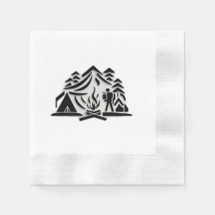 Elegante & rustieke Camping Logo Icon Camping Servet