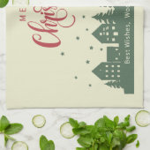 Elegante rustieke chique kersthuizen onroerend goe theedoek (Gevouwen)