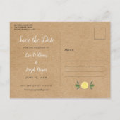 Elegante Rustieke Citroenen Bewaar de Datum Aankondigingskaart (Achterkant)