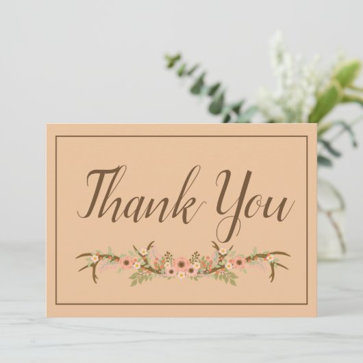 Elegante rustieke dank u bedankkaart (Staand voorkant)
