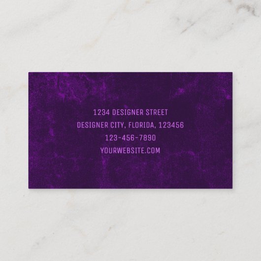 Elegante rustieke donker Paarse  textuur Visitekaartje (Achterkant)