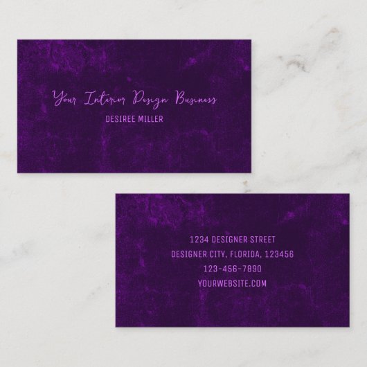 Elegante rustieke donker Paarse  textuur Visitekaartje (Voorkant / Achterkant)