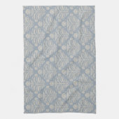 Elegante  rustieke Dusty Blue Damask Theedoek (Verticaal)