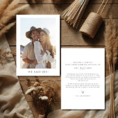 Elegante Rustieke Elopement We Said Yes Trouwfoto Aankondiging