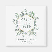 Elegante Rustieke Eucalyptus Bruiloft Save the Dat Magneet (Voorkant)