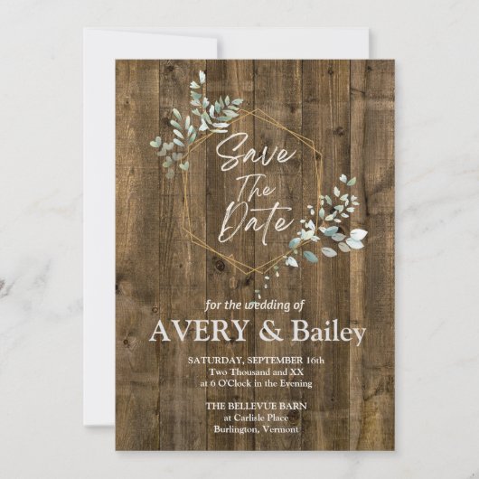 Elegante rustieke eucalyptus bruiloft uitnodigings kaart (Voorkant)