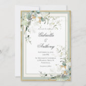 Elegante rustieke eucalyptus salie gouden bruiloft kaart (Voorkant)