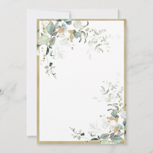 Elegante rustieke eucalyptus salie gouden bruiloft kaart (Achterkant)