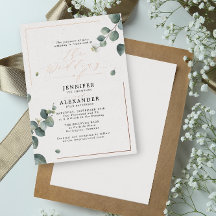 Elegante Rustieke Eucalyptus Script Bruidsroos
