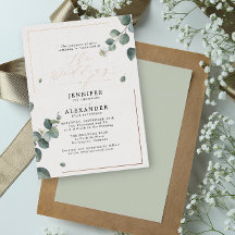 Elegante Rustieke Eucalyptus Script Bruidsroos
