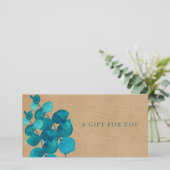 Elegante Rustieke Eucalyptusbladeren Cadeaubon (Staand voorkant)