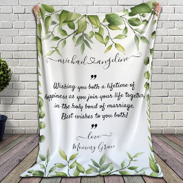 Elegante Rustieke Eucalyptusbladeren Groene Huweli Fleece Deken