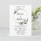 Elegante Rustieke Eucalyptusbladeren Groene Huweli Kaart (Staand voorkant)