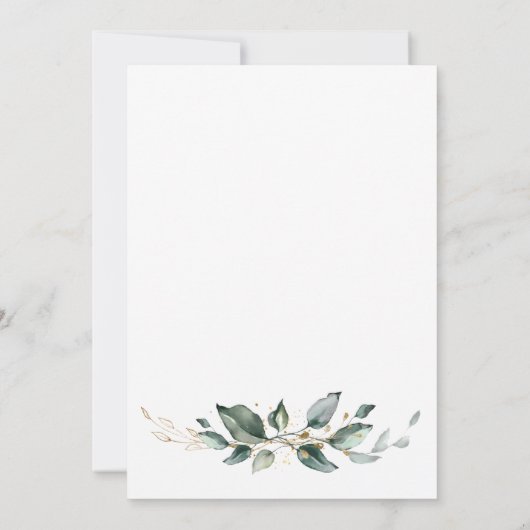 Elegante Rustieke Eucalyptusbladeren Groene Huweli Kaart (Achterkant)