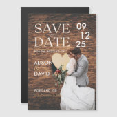 Elegante rustieke foto Bewaar de datum Bruiloft Magnetische Uitnodiging (Voorkant / Achterkant)