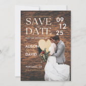Elegante Rustieke Foto Bewaar de Datum Trouwkaart Save The Date (Voorkant)