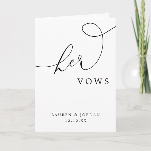 Elegante rustieke foto bruiloft haar geloften kaart (Voorkant)