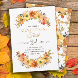 Elegante Rustieke Friendsgiving Feestdiner Kaart