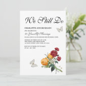 Elegante Rustieke Gele Rode Rozen Huwelijksbelofte Kaart (Staand voorkant)