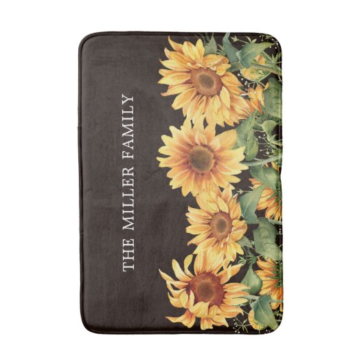 Elegante rustieke gele zonnebloementuin badmat (Voorkant Verticaal)