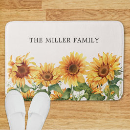 Elegante rustieke gele zonnebloementuin badmat