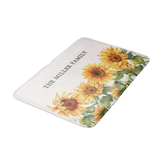 Elegante rustieke gele zonnebloementuin badmat (Gekanteld)