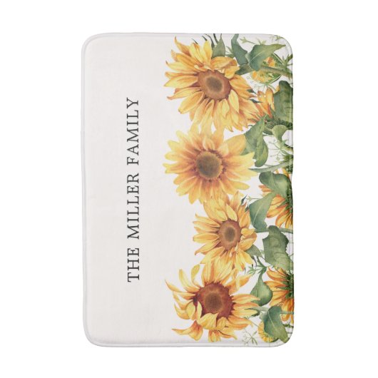 Elegante rustieke gele zonnebloementuin badmat (Voorkant Verticaal)