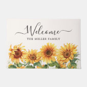 Elegante rustieke gele zonnebloementuin deurmat (Voorkant)