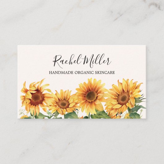 Elegante rustieke gele zonnebloementuin visitekaartje (Voorkant)