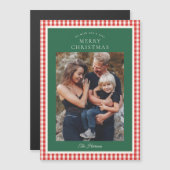 Elegante Rustieke Gingham Foto Kerstmis (Voorkant / Achterkant)