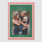 Elegante Rustieke Gingham Foto Kerstmis (Voorkant)