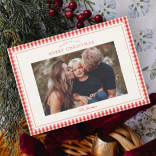 Elegante Rustieke Gingham Foto Kerstmis