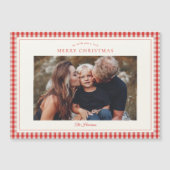 Elegante Rustieke Gingham Foto Kerstmis (Voorkant)