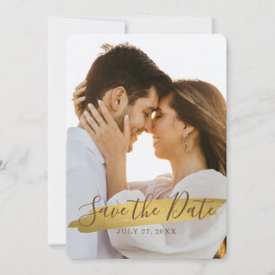 Elegante Rustieke Goud Save The Date met Foto