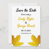 Elegante rustieke gouden bladeren Herfst bloemenbr Save The Date (Voorkant)