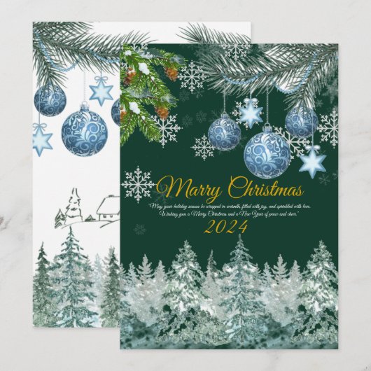 Elegante rustieke gouden vrolijke kerstvakantie Ka Feestdagenkaart (Voorkant / Achterkant)