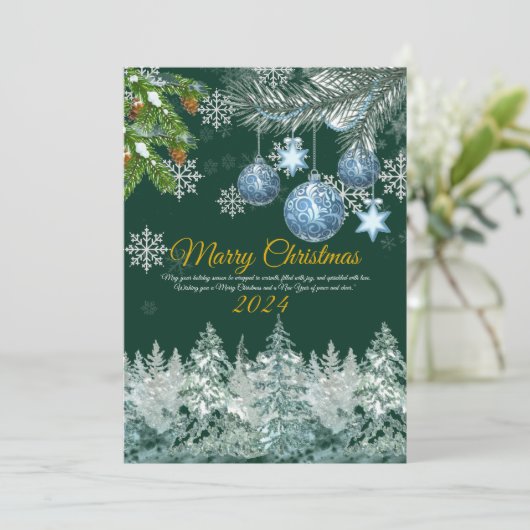 Elegante rustieke gouden vrolijke kerstvakantie Ka Feestdagenkaart (Staand voorkant)